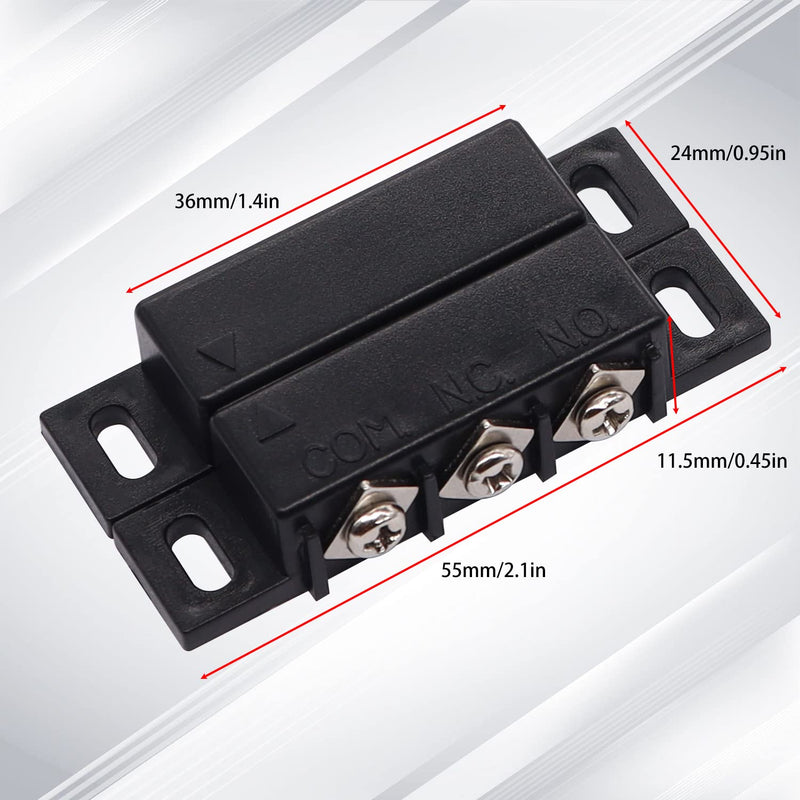 weideer 2pcs MC-31B Magnetic Reed Switch Wired Surface Mount Normally Open Closed NC NO Door Contact Sensor Alarm Magnetic Door Switch Black