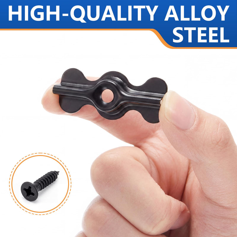 Blulu 48 Sets Alloy Steel Flush Clip with Self-Tapping Screws, 1-11/16 x 3/4 in Half Turn Button Fasteners for Storm Windows, Screens & Combination Door Panels (Double Wing,Black) Double Wing Black
