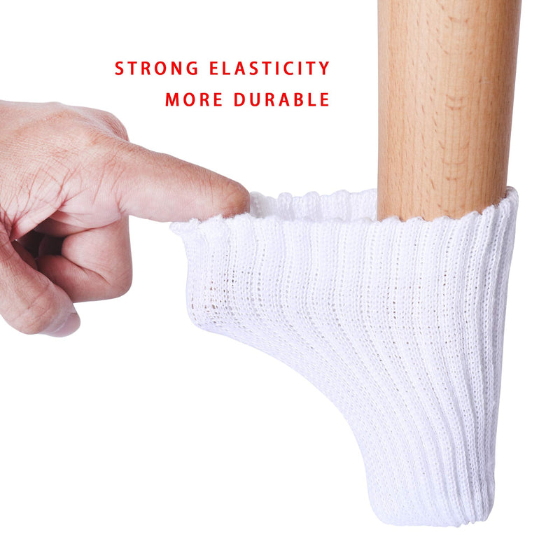 32 PCs Furniture Leg Socks - High Elastic Knitted Chair Leg Floor Protectors, Thickening White Chair Leg Covers Set, Move Easily and Reduce Noise 32 pcs