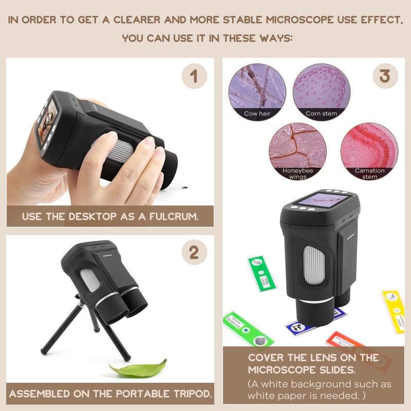 Andonstar AD122 Kids Microscope&Telescope Double Lens, Portable Handheld Microscope Binoculars, Digital Camera&Video Microscope Kit for Kids, 2" LCD Black, Windows/Mac Compatible, SD Card Included