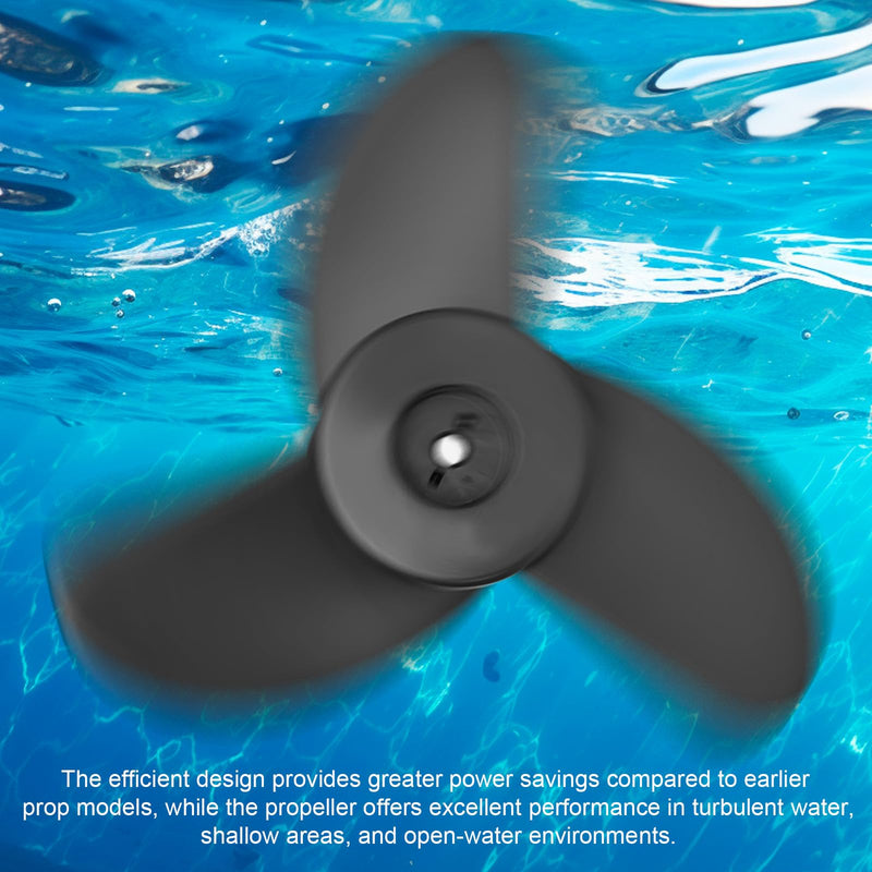 MGA089B Three-Blade Trolling Motor Propeller Replacement for Motorguide Machete III, Black 3-Blade Prop, 3.5-Inch Hub, for Small Boat Motors and Shallow Water Propellers
