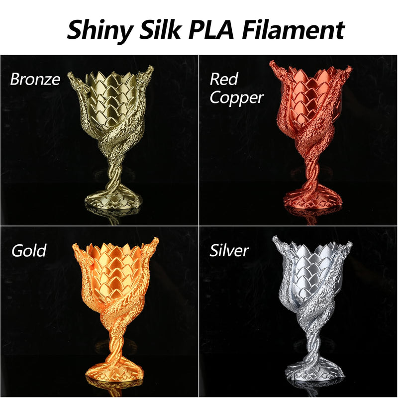 AMOLEN Silk 3D Printer Filament Bundle, PLA Filament 1.75mm Pack, Shiny 3D Printing Filament, 200g X 8