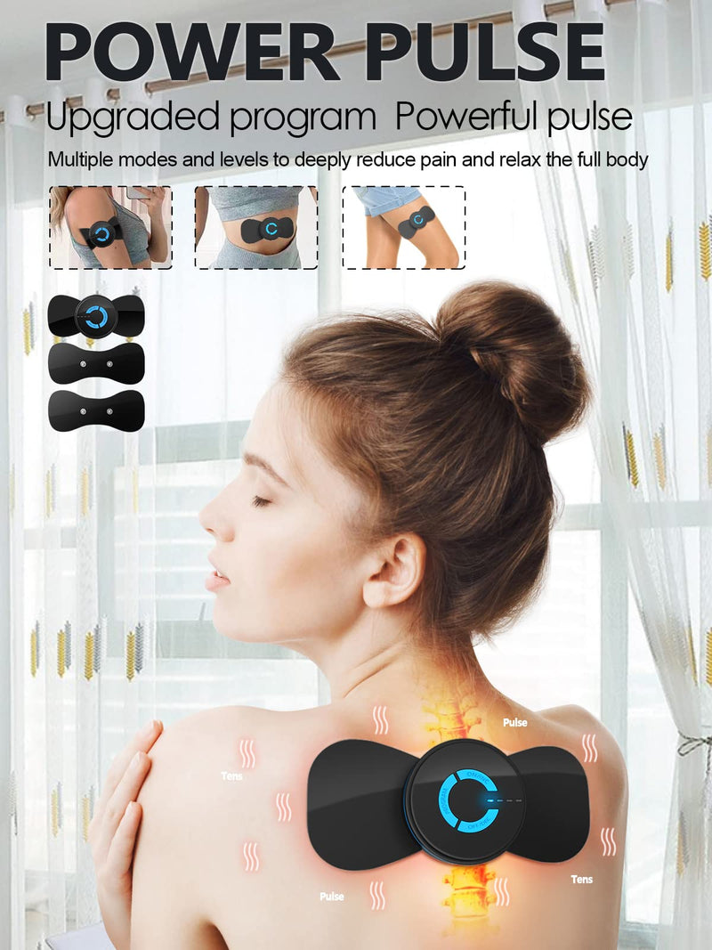 Tens Black Unit with 2 Pads,EMS Microcurrent Mini Massager Machine,Low Frequency Multi Function Physiotherapy Instrument Muscle Stimulator,Full Body Pain Relief Therapy Device(FSA or HSA Eligible)