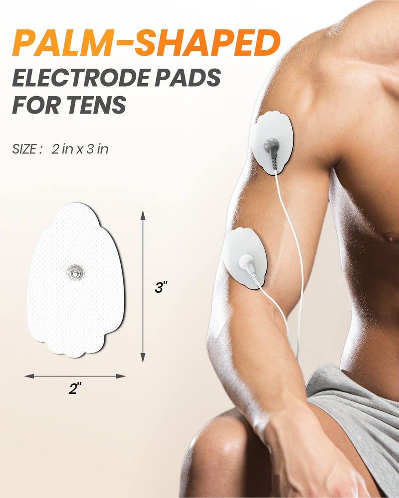 20-Pack TENS Unit Replacement Pads, Long-Lasting Snap Electrodes for 50 Times of Use per Pad, Latex-Free TENS Pads Set Compatible with TENS EMS Devices Using 3.5mm Button Lead Wires White