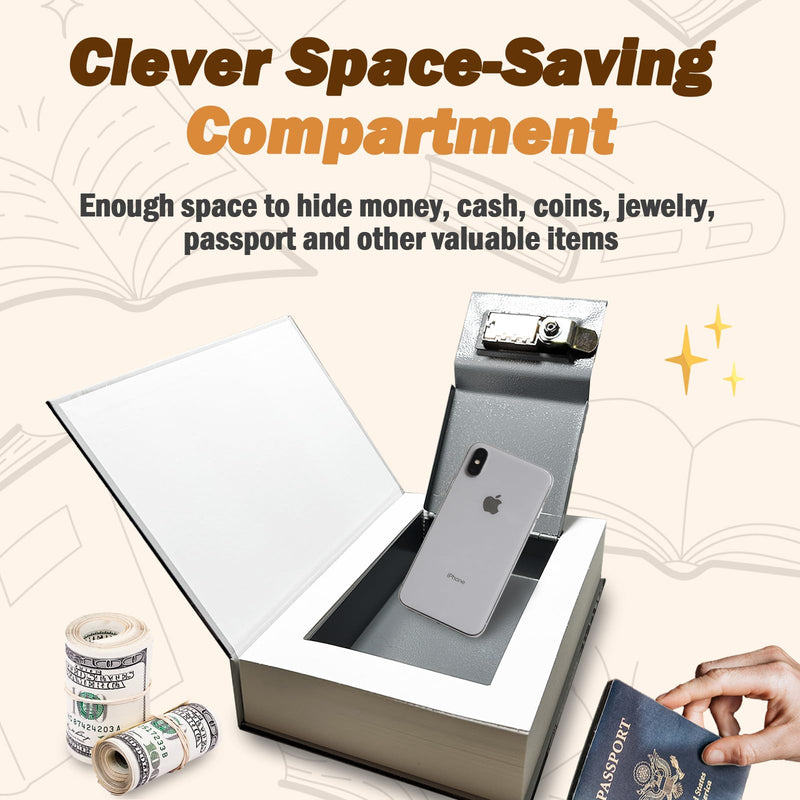Genuine Paper Transfer Book Safe: Secret Hidden Safe, Combination Lock Included - Metal Safe Box and Protect Your Valuables Inside an Authentic Paper Book, 8.7"×6"×1.8" (Paris) Paris