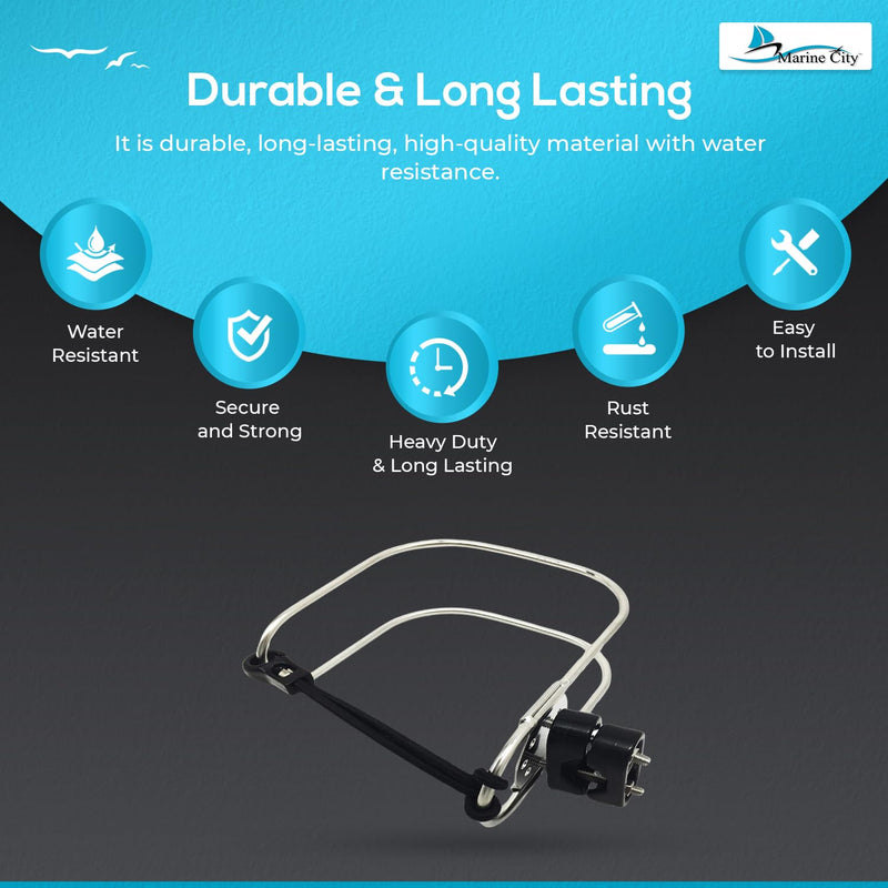 Marine City Life Ring Holder, 304 Stainless Steel with Elastic Cord – Horseshoe Bracket Life Ring Holder for Boat and Yachts