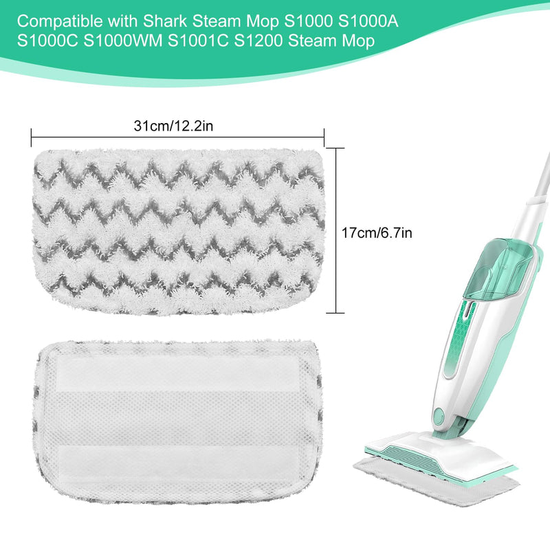8 Pack Microfiber Steam Mop Replacement Pads for Shark Steam Mop S1000, S1000A, S1000C, S1000WM, S1001C - Dirt Grip, Washable & Reusable for All Floor Clean