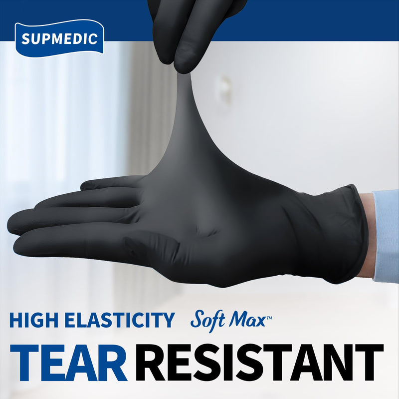 Medical Nitrile Exam Gloves, Black 3.5 mil Powder-Free Latex-Free Food Safe Cleaning Disposable Glove, 100 Pcs (Large) (Large Black 100)