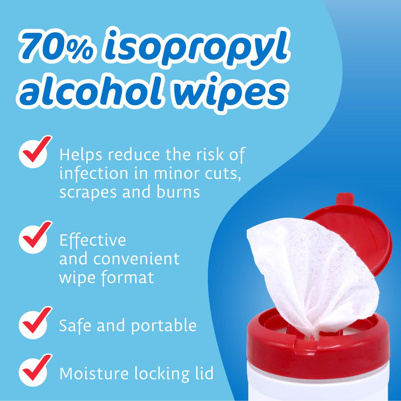 The Pharma-C Company 70% Isopropyl Alcohol Wipes [40 wipes] - IPA First Aid Antiseptic Wound Cleaner with Moisture Lock Lid. For minor cuts, scrapes, and burns. 40 Count (Pack of 1)