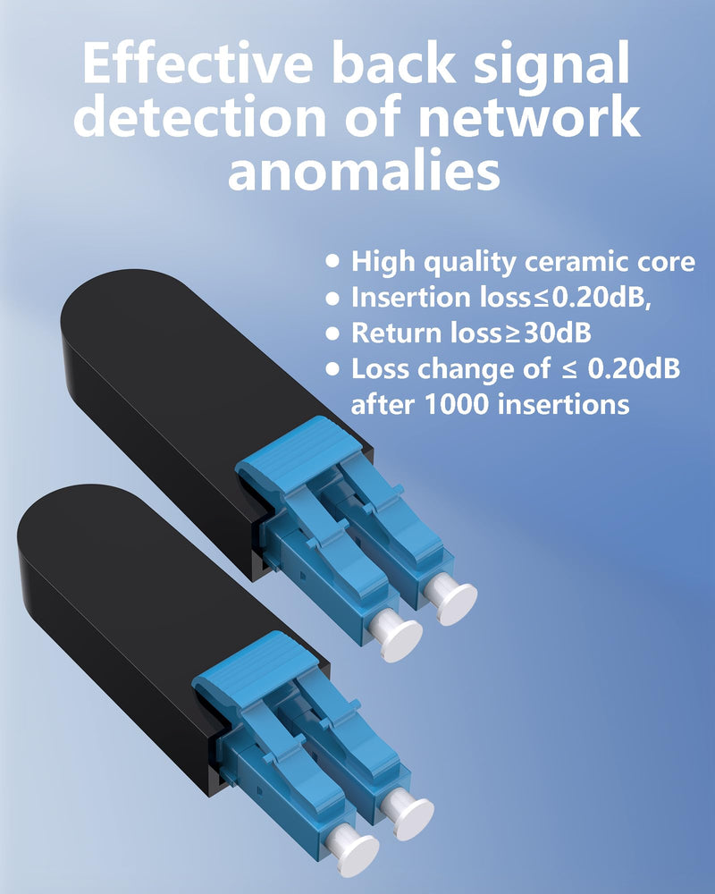 5 Pack Single Mode LC/UPC Fiber Optic Loopback Adapter Test Plug, OS2 9/125 Standard Duplex LC Connector for Network Troubleshooting SingleMode 5