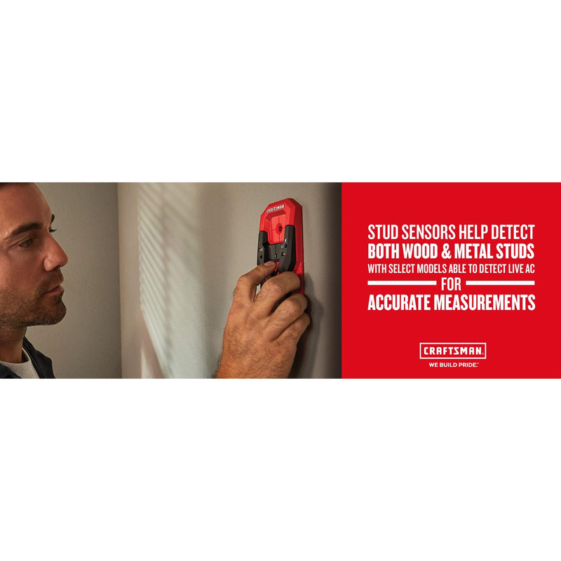CRAFTSMAN Stud Finder, 1.5”, With AC Detection, Batteries Included (CMHT77621) 1.5-Inch Depth