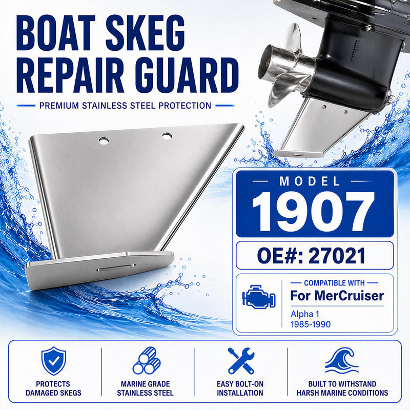 27021 Stainless Steel Skeg Guard Compatible with Mercury MerCruiser Alpha I 1985-1990, 316 Stainless Steel Skeg Protector