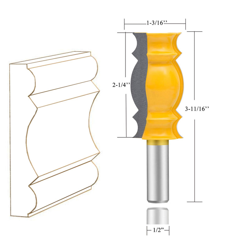 TAIWAIN 3PCS Router Bit Set 1/2 Inch Shank Woodworking Cutter, Router Bits Wood Bearing Milling Door Cabinet Shelf Drawer Cutter Router Bits Sets, Round Edge Cutting Ball Blade Radius (KP1-B) KP1-B