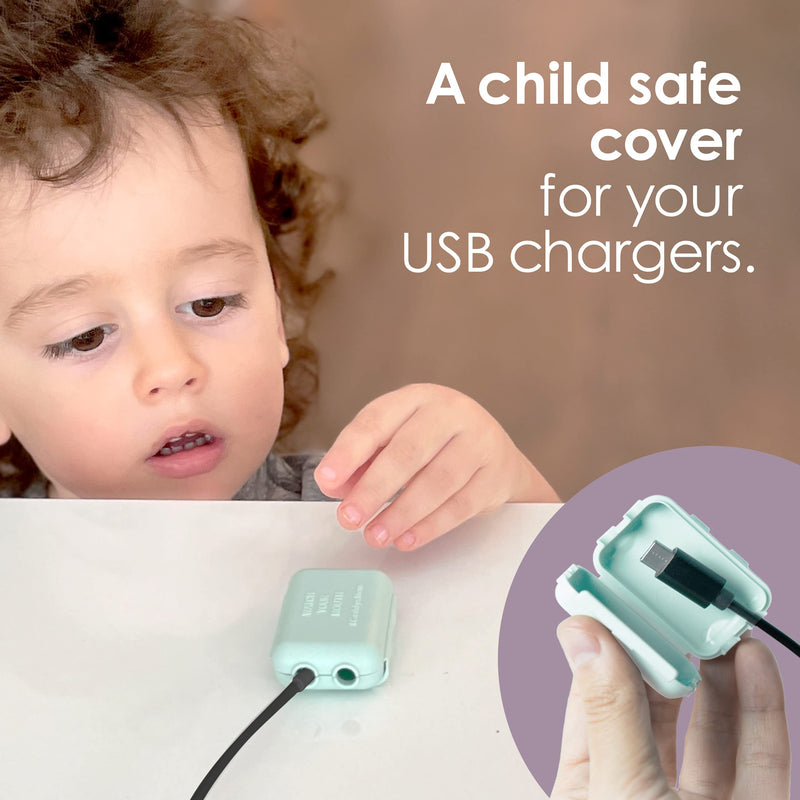 Watch Your Mouth Baby Proof Cord Cover | Award-Winning USB Charger Cover for Baby Proofing Cords | BPA & Phthalate-Free Charger Cover Protector | Electrical Safety Baby Products, (3-Pack, Dusty Aqua) 3/Pack