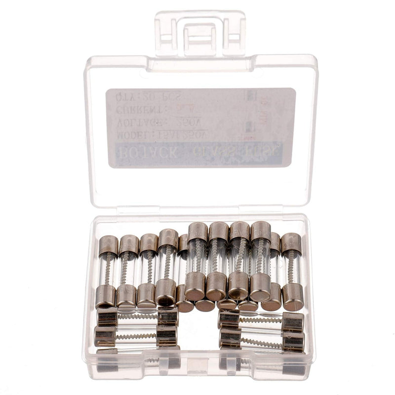 BOJACK T5AL250V 5x20mm 5A 250V Slow Blow Fuses 5 amp 250 Volt 0.2 x 0.78 Inch Glass Tube Time-delay Fuses (Pack of 20)