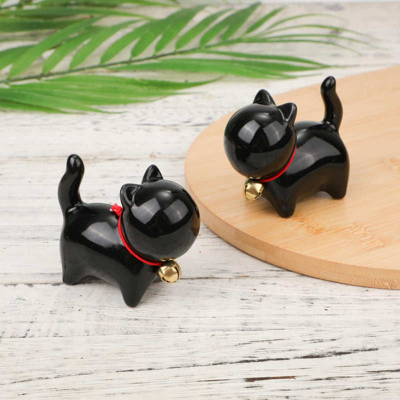 2pcs Toilet Bolt Caps, Cat Toilet Bolt Covers Hidden Ceramic Toilet Screw Caps Kitten Decorative Toilet Replacement Parts Cute Bathroom Decor (Black)