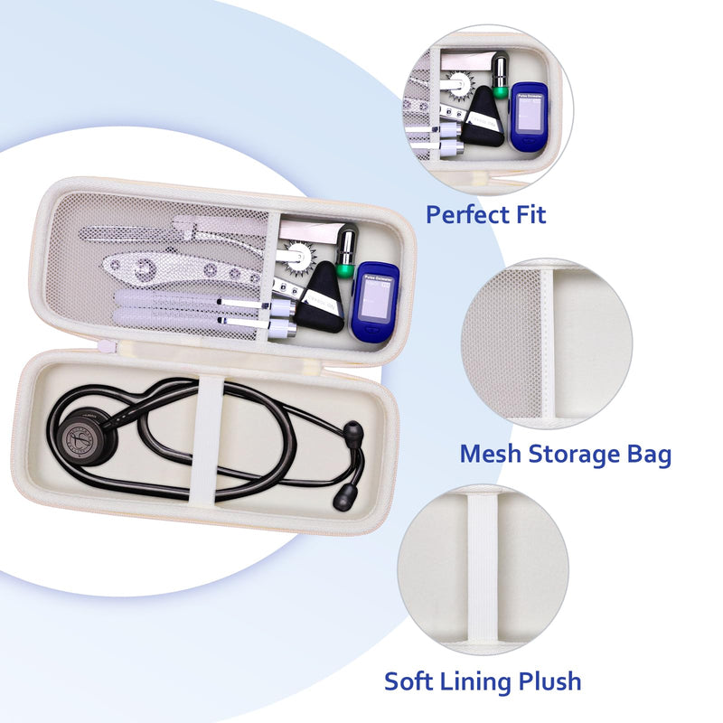 XANAD Stethoscope Case for 3M Littmann Cardiology III,II,IV,3M Littmann Master Cardiology/MDF MDOne Stainless Steel Stethoscope, Extra Pocket for Doctor & Nurse Accessories - Cream