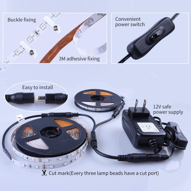 40 Foot Led Black Light Strip Kit, 720 Units Led, 12V Flexible Blacklight Fixtures, Non-Waterproof 40 ft