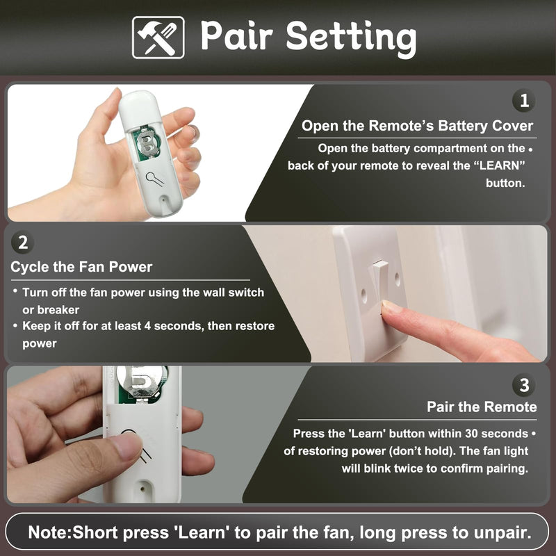 99813 Replacement for Hunter Ceiling Fan Remote Control, 3-Speed and Light Dimmer with Wall Mount, Replace 99770 99392 99118 99122 99123 99119 (Remote Only) 99770/99392 Remote