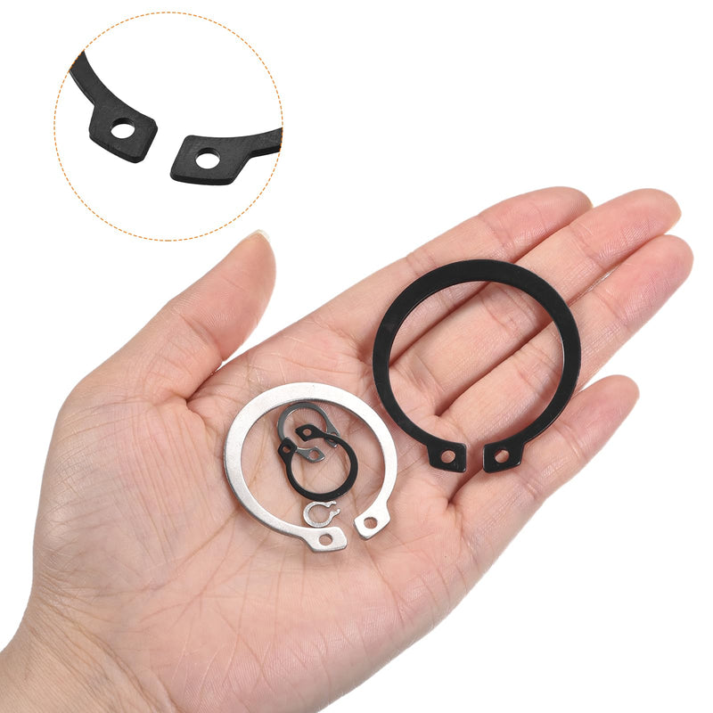 uxcell 10 Pcs External Retaining Rings, 38.5mm 65Mn Carbon Steel External Circlip Snap Rings Round Wire Snap Rings for Valves Electrical Appliances, Black