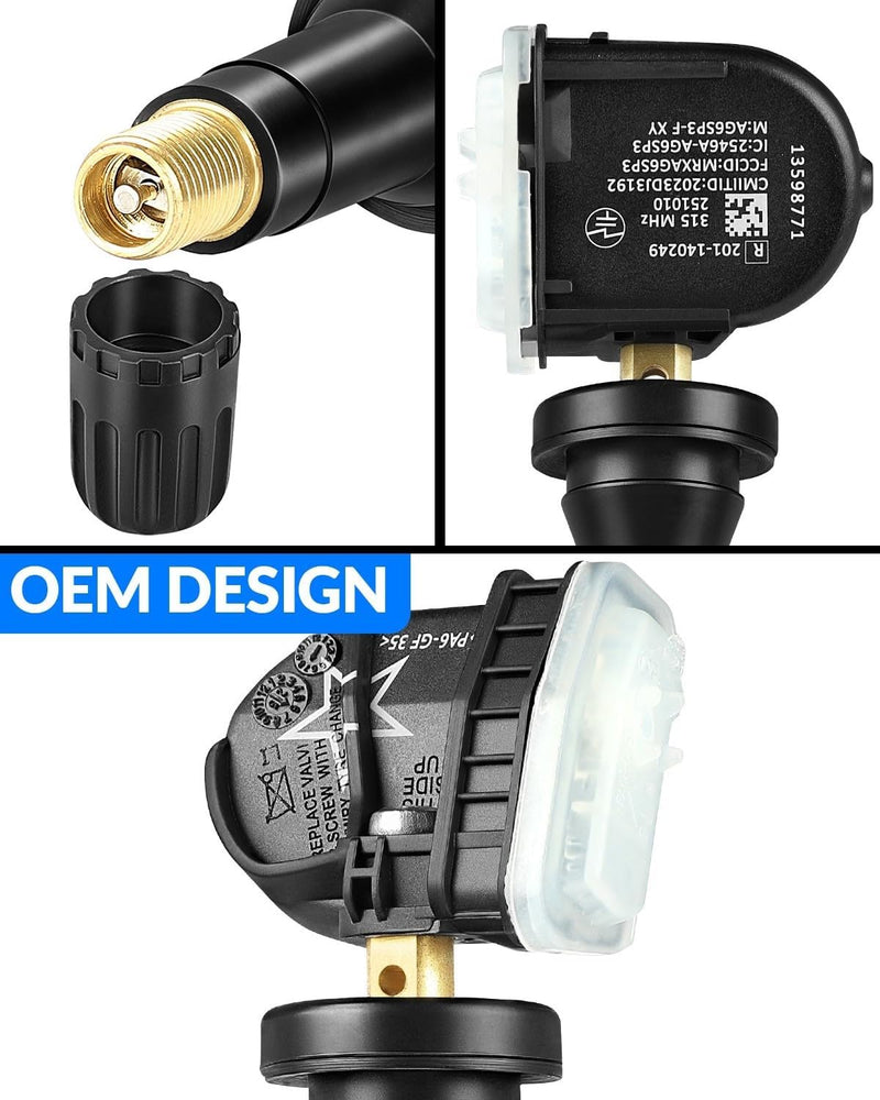 YZHIDAINF Pre-Programed TPMS Sensor for:-Chevy Impala 2006-2020 Malibu Tahoe Equinox Cruze for:-GMC Acadia for:-Cadillac Escalade 315MHz Tire Pressure Sensor Replaces#13586335 13598771 (Set of 4)