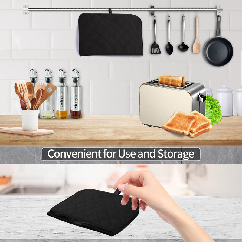 Polyester Fabric Quilted Four Slice Bread Toaster Cover Bakeware Protector, Dust and Fingerprint Protection- Best Gift for Mother, Black