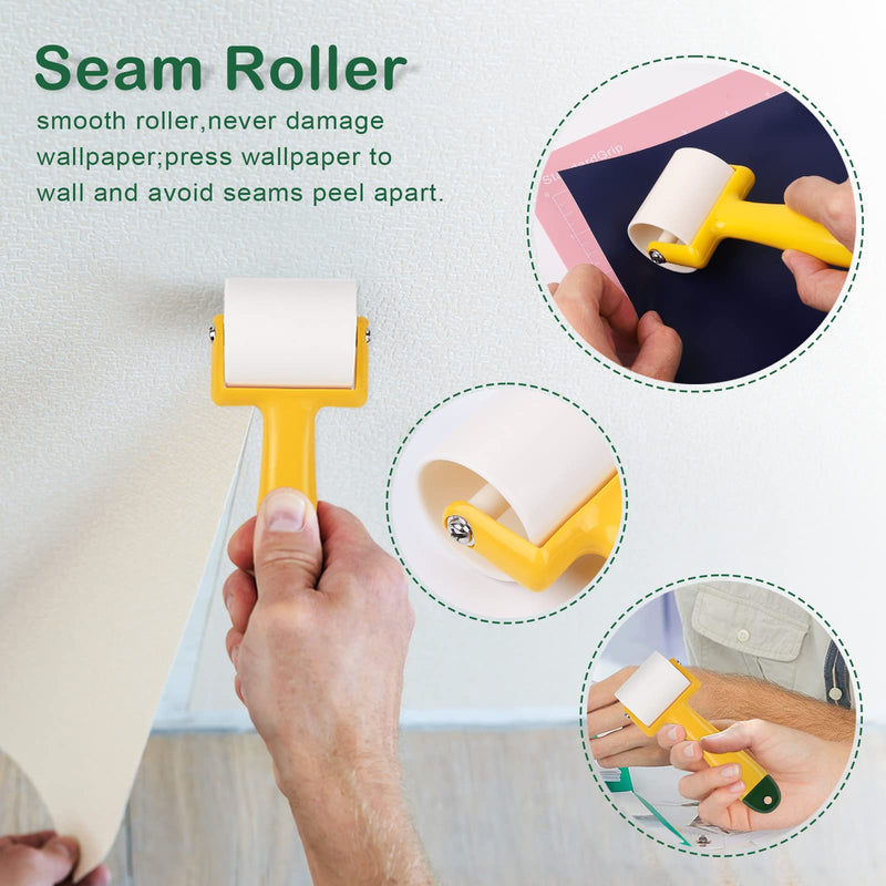 WRAPXPERT Wallpaper Smoothing Tools,Wallpaper Tool Kit with Squeegee Smoother,Seam Roller,Wallpaper Brush for Wallpaper Hanging,Contact Paper,Vinyl Application,Wallpaper Paste Multicolor