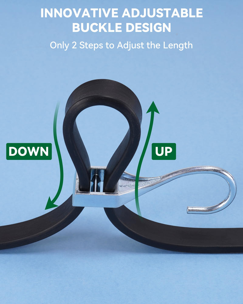 48 Inch Adjustable Rubber Bungee Cords, Easy to Adjust from 6" to 48", Black Bungee Straps with 1.9X Stretch, Rubber Tarp Straps with Crimped S Hooks for Cargo, Tarps, Van, Truck, Motorcycle (8 Pcs) 100% Rubber 48 Inch