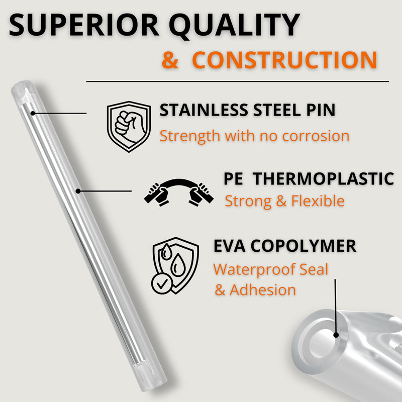 Fiber Optic Fusion Splice Sleeves 60mm x 2.6mm – 500 Pcs Bulk Heat Shrink Protectors for Fusion Splicer – Commercial-Grade Preshrunk PE & EVA Tubes with Stainless Steel Pin