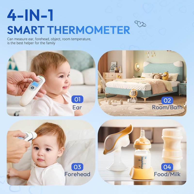 Ear Thermometer for Adults and Kids, Digital Accurate Ear and Forehead Thermometer with Fever Alarm, 1 Second Fast Result, FSA HSA Eligible, Easy to use, 2 in 1 Mode Grey