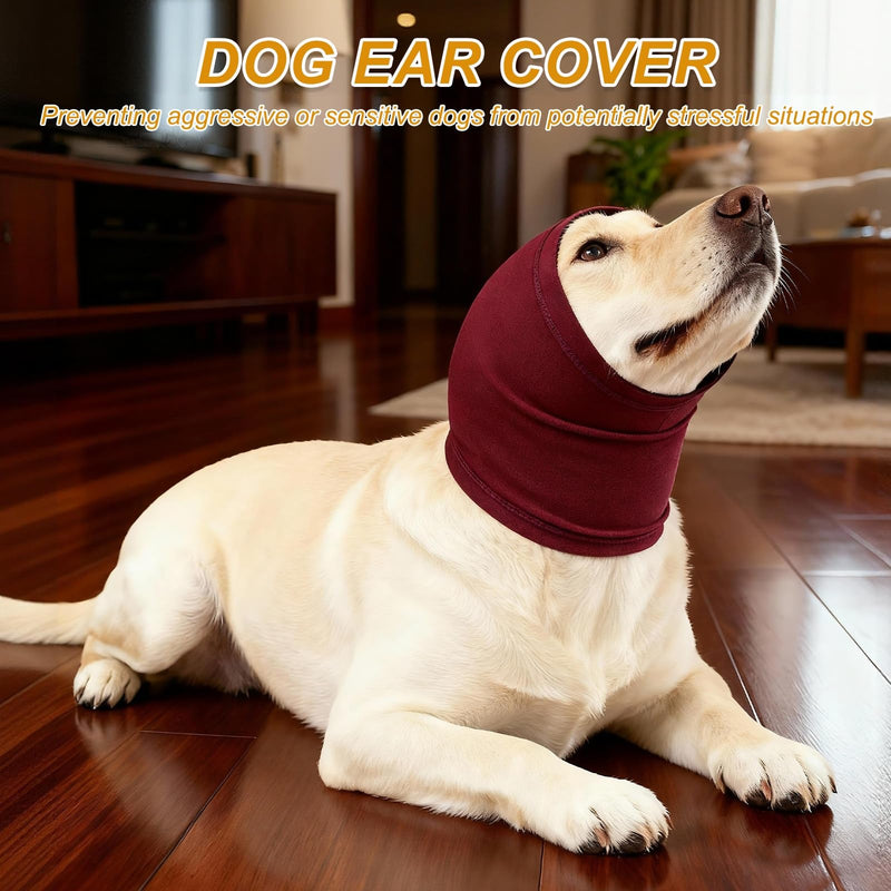 Dog Head Wrap, Cat Ear Wrap Ear Muffs Quiet Head Cover Sleeves Anxiety Ease Head Protection No Shake, (Yellow, L), Intended for Pet Grooming/Force Drying/Fireworks Yellow