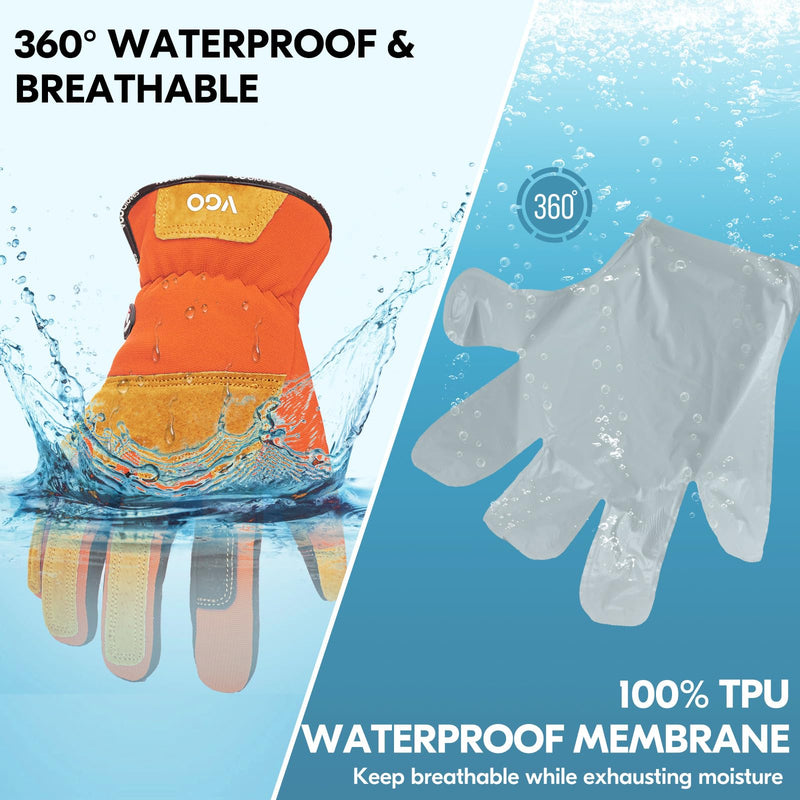 Vgo... 1-Pair Gardening Gloves Men, Safety Work Gloves, Puncture-proof, Thornproof, Touchscreen (SL7475) Large Orange Winter