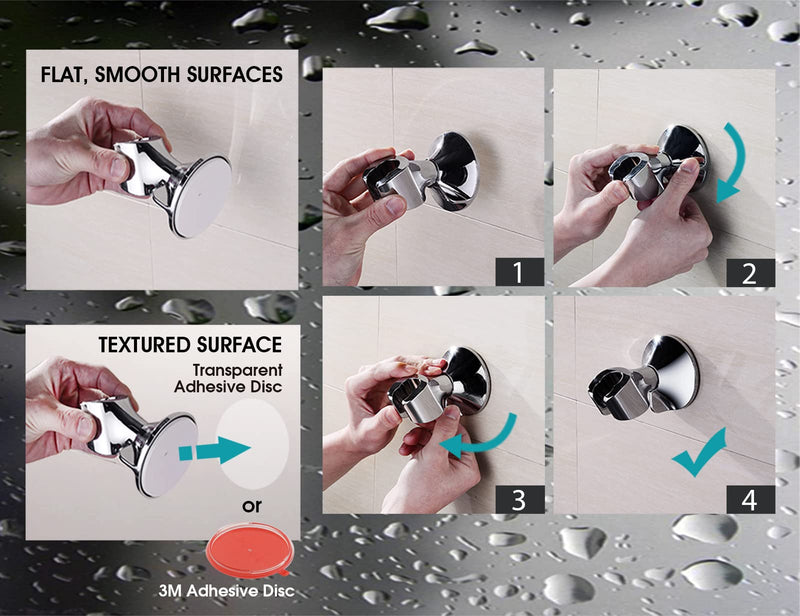 BRIGHT SHOWERS Handheld Shower Head Holder with Dual Angle Positions, Wall Suction Bracket Includes Adhesive 3M Disc, No Tools Required and Easy Installation, Oil Rubbed Bronze Finish Suction Shower Holder