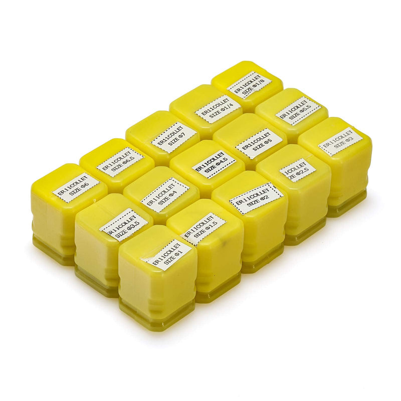 ER11 Spring Collet Set 1-7 mm 1/8 Inch 1/4 Inch for CNC Clamping Device Engraving Machine Milling Lathe Tool Pack of 15 1/4" 15pcs