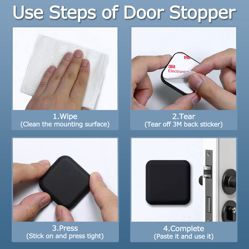 XoYoZo Door Stoppers Wall Protector Buffer Guard Doorknob Door Handle Bumper Self Adhesive Silencer Soft Rubber Crash Pad for Home Office Round-Black