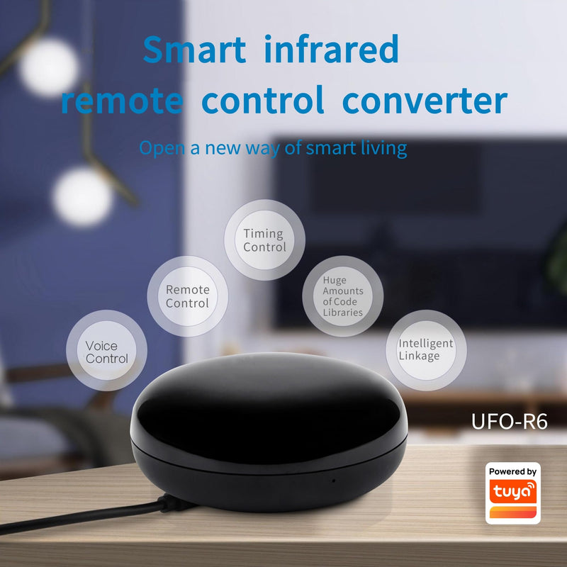 WiFi Smart IR Blaster, IR Remote Control Hub for Smart Home Automation, Infrared Universal Remote Control for TV AC AUD STB, Smart Devices Compatible with Alexa & Google Assistant UFO-R6