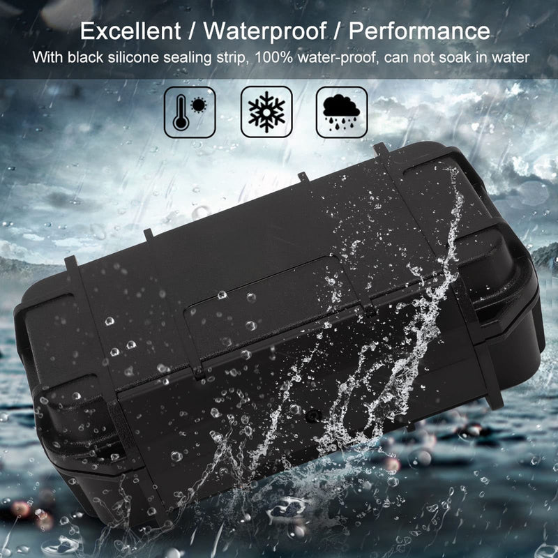 Black Abs Plastic Waterproof Hard Tool Case Shockproof Instrument Storage Box with Sponge Liner Black color