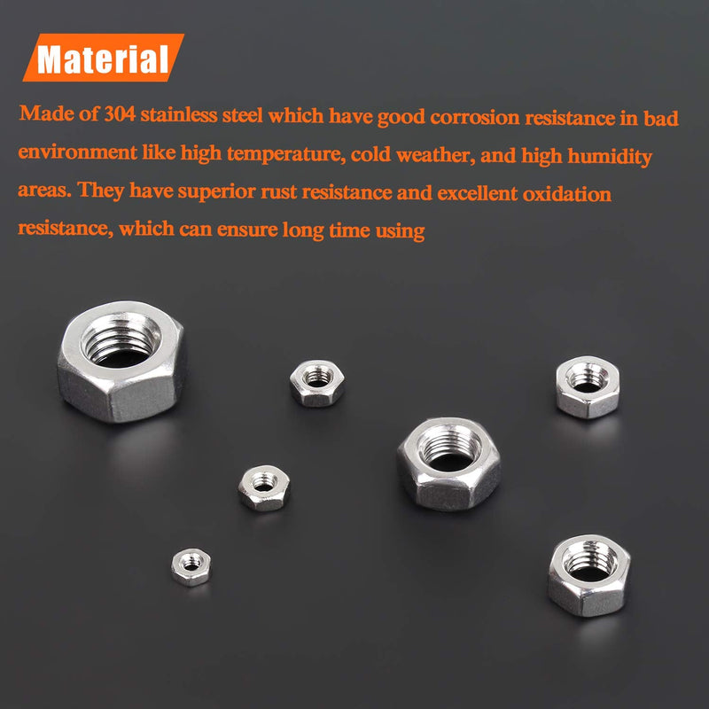 200 Pieces M2.5 Hex Nuts, Stainless Steel (304) 18-8 Nuts for Screws Bolts