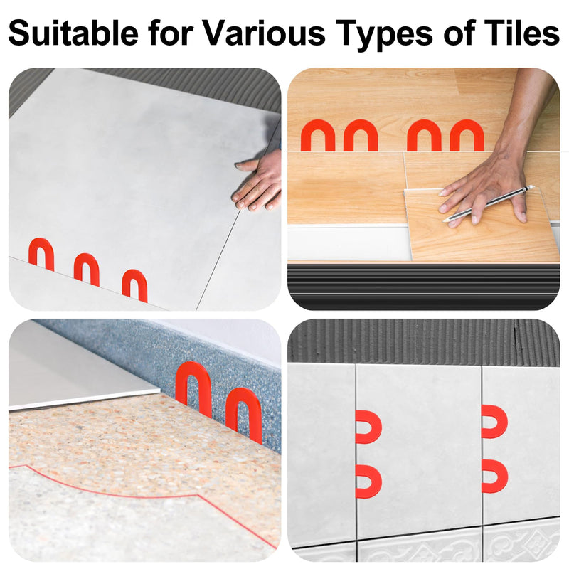 Horseshoe Shims Tile Spacers 1/8 Inch (3mm) 200Pcs U-Shaped Plastic Shims for Tile Leveling System Floor Wall Ceramic Tile Stone Installation - Red 1/8"-200 Pcs - NewNest Australia