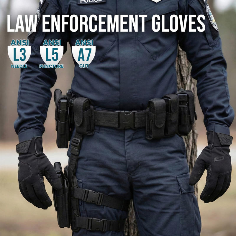TAILI Level 3 Needle, Level 5 Puncture Resistant Men Work Gloves, Grip Enhanced A7 Cut Resistant Safety Gloves, Touchscreen and Breathable, Black, Large (L), 1 Pair Needle-resistant, Cut-resistant