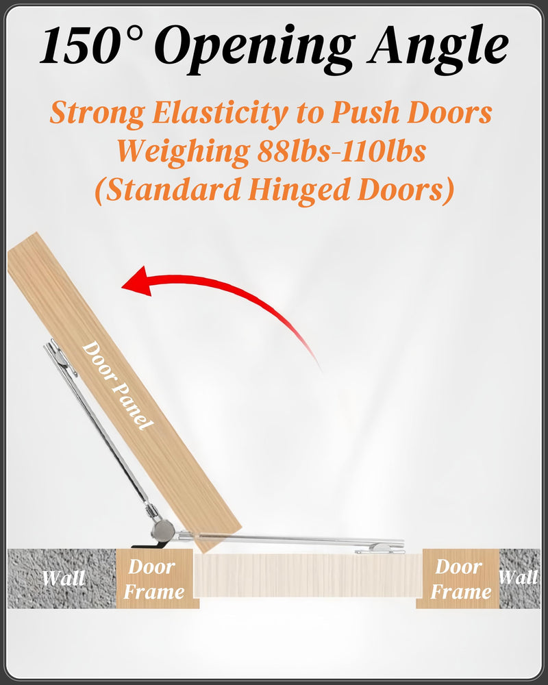 Automatic Door Closer for Home Easy to Install | Safety Spring Door Closers | Auto Soft Close to Convert Hinged Doors to Auto Self Closing | Adjustable Catch Speed | with Arm, Screw, Wrench 1 Pack Black