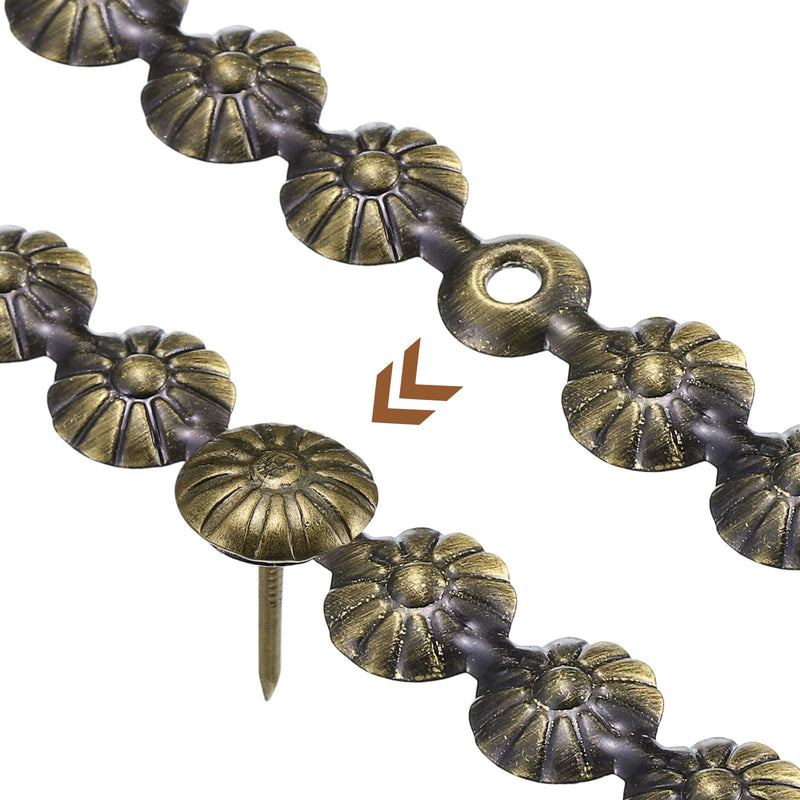uxcell 5Pcs Upholstery Tacks Strips, 1Meter Flower Decorative Nail Trims for Sofa Headboard Chair Furniture with Upholstery Nails (11mm Bronze)