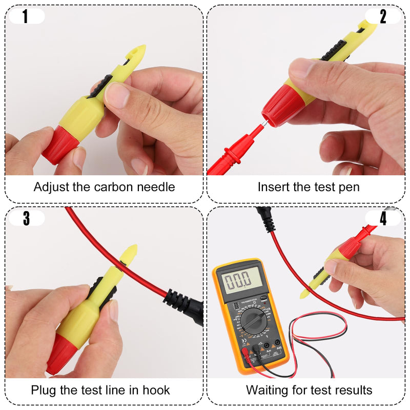 4pcs Wire Piercing Probe Kit, Wire Probe Insulation Piercing Clip Piercing Probes for TP81 Multimeter Wire Piercing Tool for Voltage Voltmeter Thermometer Testing (2mm, 4mm)