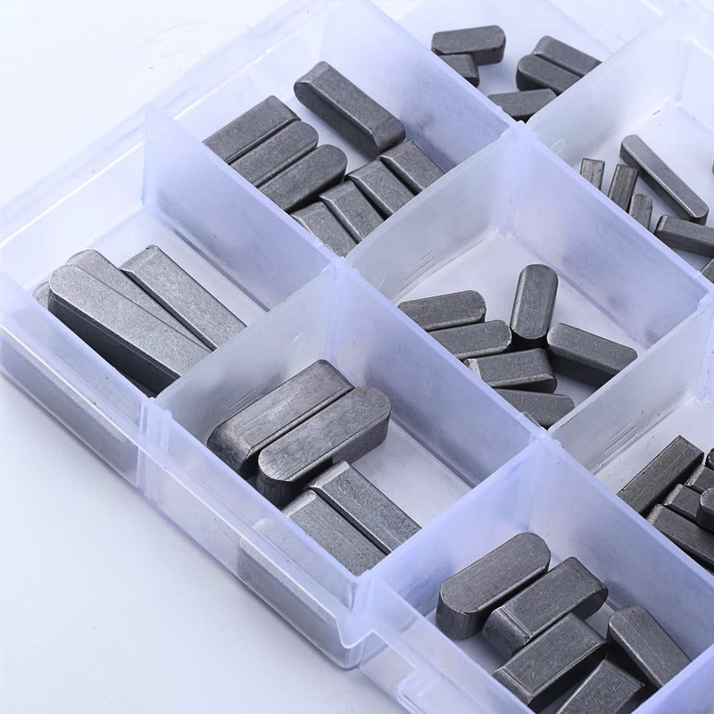 140 Pcs Round Ended Feather Key, Parallel Drive Shaft Keys Set, Key Stock Assortment, Drive Shaft Parallel Keys, Shaft Feather Key, Keyway for Fasteners Mechanical Industry, 3mm 4mm 5mm 6mm