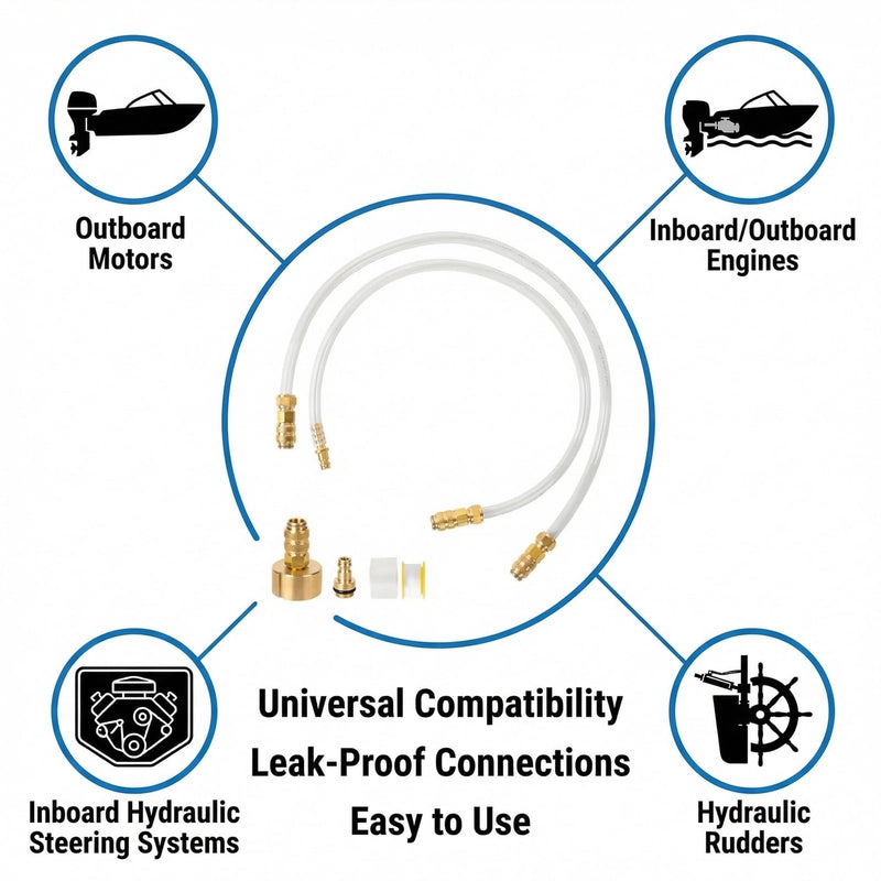 Hydraulic Steering Bleed Kit, Complete Boat Hydraulic Steering Kit with Brass Fittings for Easy Power Steering Fluid Flush, Leak-Free Bleeding Control for Marine Steering-Systems (21.6 Inches)
