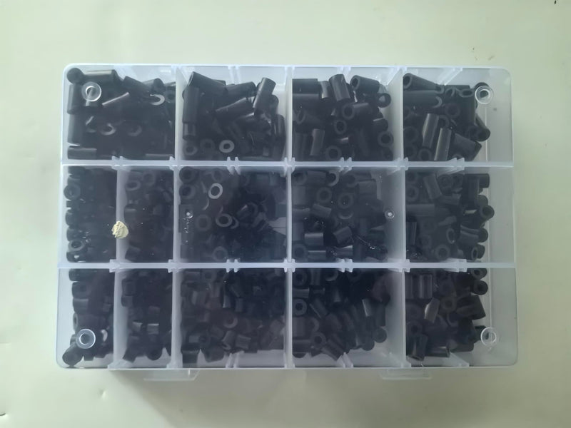 1000 Pcs Electrical Outlet Screws Spacers, Black Nylon Round Spacer for M3 M4 Screws, Plastic Spacers Without Threaded,Round Spacer Assortment Kit for Electrical Outlet Screws Receptacle and Switch.