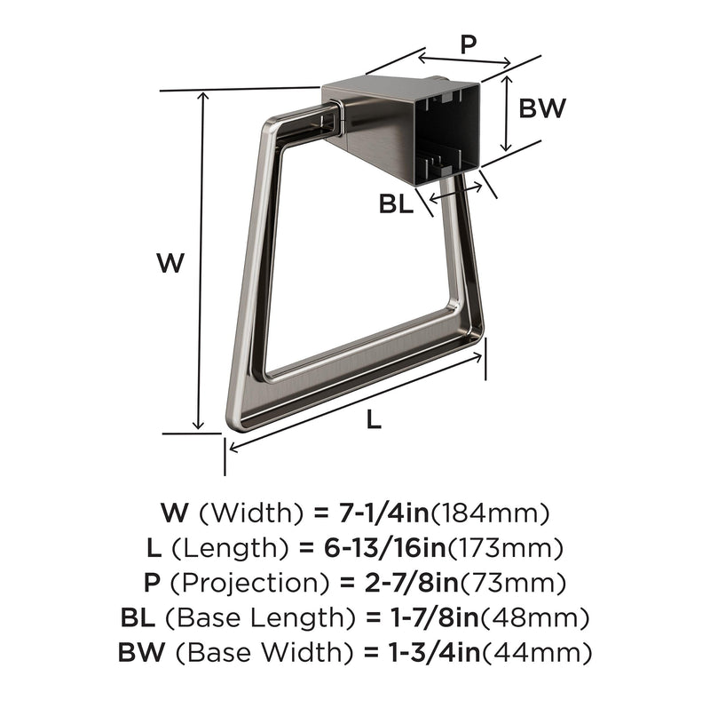 Amerock BH36002G10 | Brushed Nickel Towel Ring | 6-13/16 inch (173 mm) Width Towel Holder | Blackrock | Hand Towel Holder for Bathroom Wall | Small Kitchen | Bath Accessories