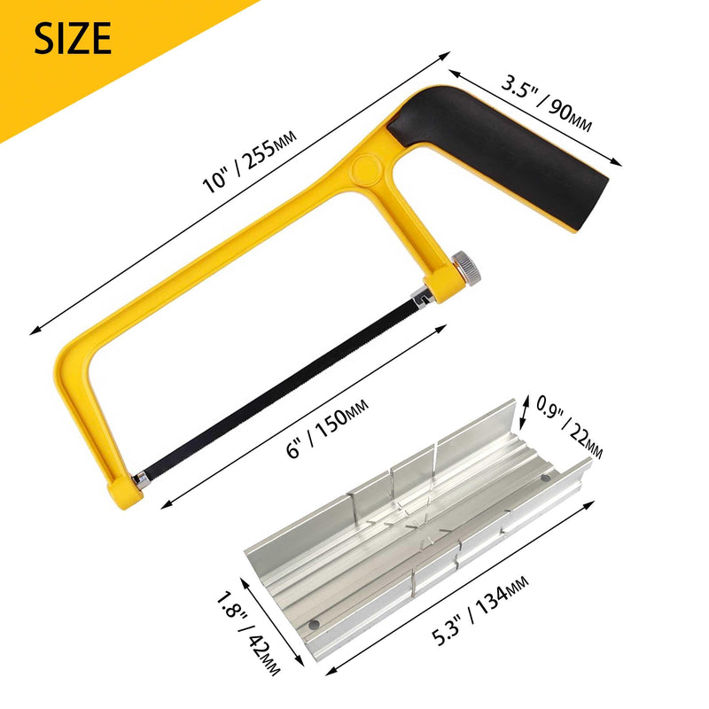 6 in. Mini Hacksaw & mitre Block Set - 150mm Extra Fine Cut Hack Saw with Bi-Metal Blade Mini Hacksaw Set