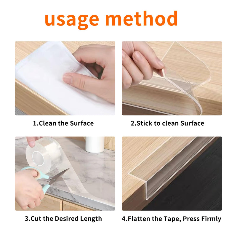 1.57 in x 9.84 FT,Clear Edge Protector Strip Sharp Edge Wrap Cover Tape,Self Adhesive Protective Bumper Guards for Cabinet Door Desk Glass Table Bed Furniture, Kitchen Countertop, Waterproof 1.57in x 9.84FT