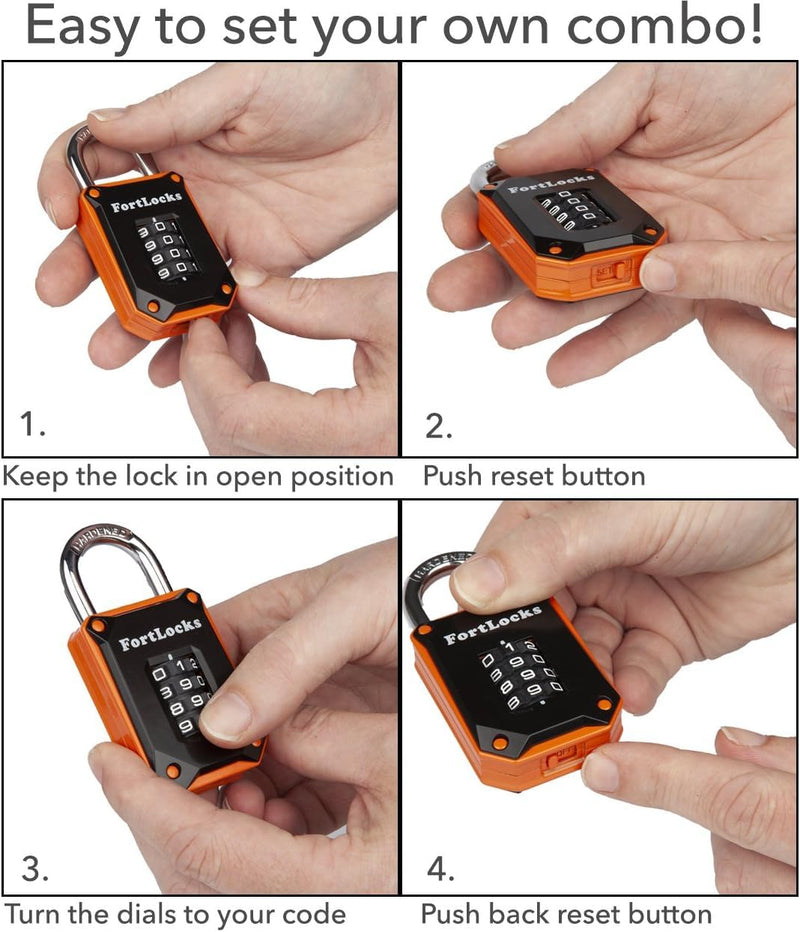 Gym Locker Lock - 4 Digit, Heavy Duty, Hardened Stainless Steel, Weatherproof and Outdoor Combination Padlock - Easy to Read Numbers - Resettable and Cut Proof Combo Code - 1 Pack Black - NewNest Australia